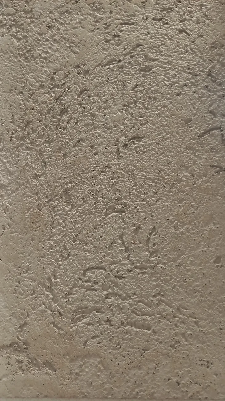 Close-up of a hand-applied Odilon wall finish, showing its textured, sample-like surface
