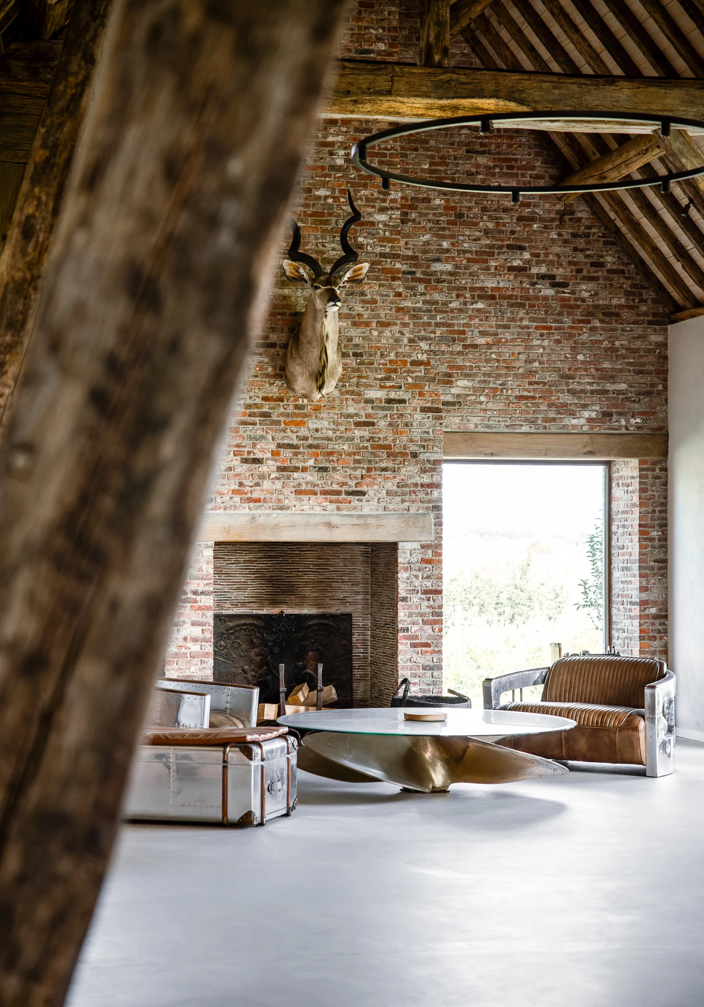 Carran mineral floor in a renovated barn interior